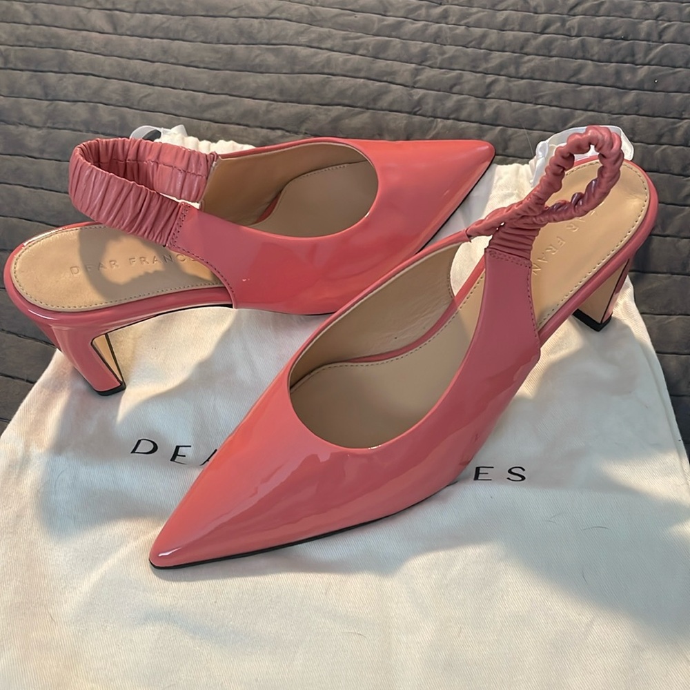 Dear Frances GUC pink patent slingbacks